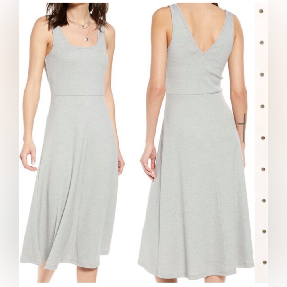 Treasure & Bond A-Line Tank Midi Dress Sz L -Light Gray